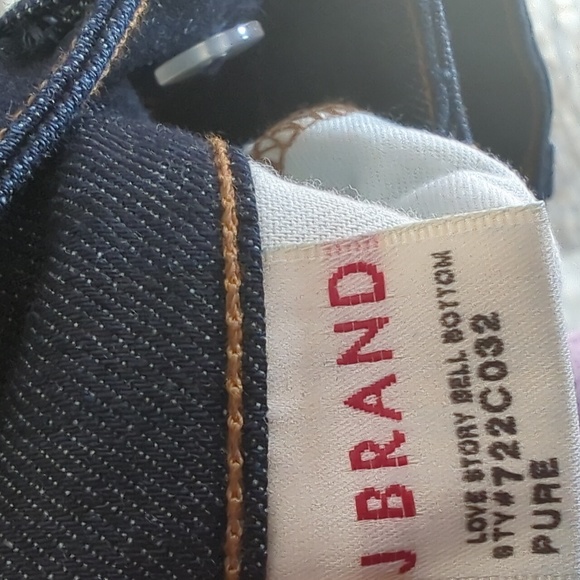 J BRAND "Lovestory" Low-Rise Bell Bottom jeans #722C032 dark denim 28x36L NWT - Picture 13 of 14